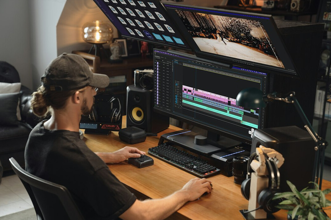 professional video editor at work