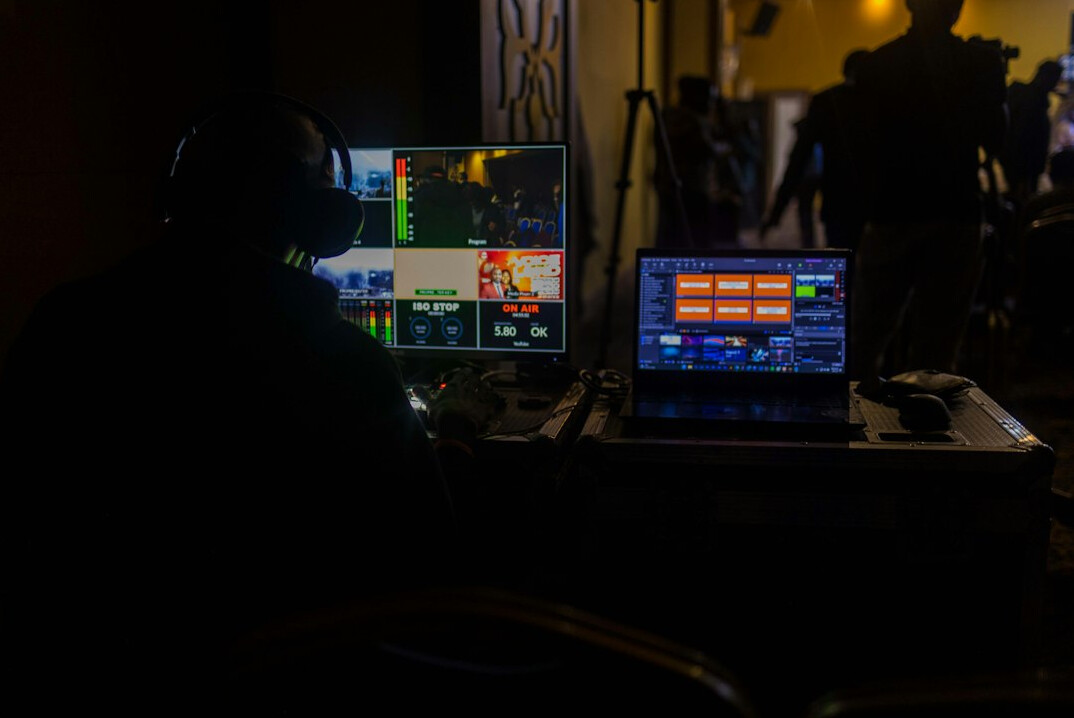 video editor working on rainy footage