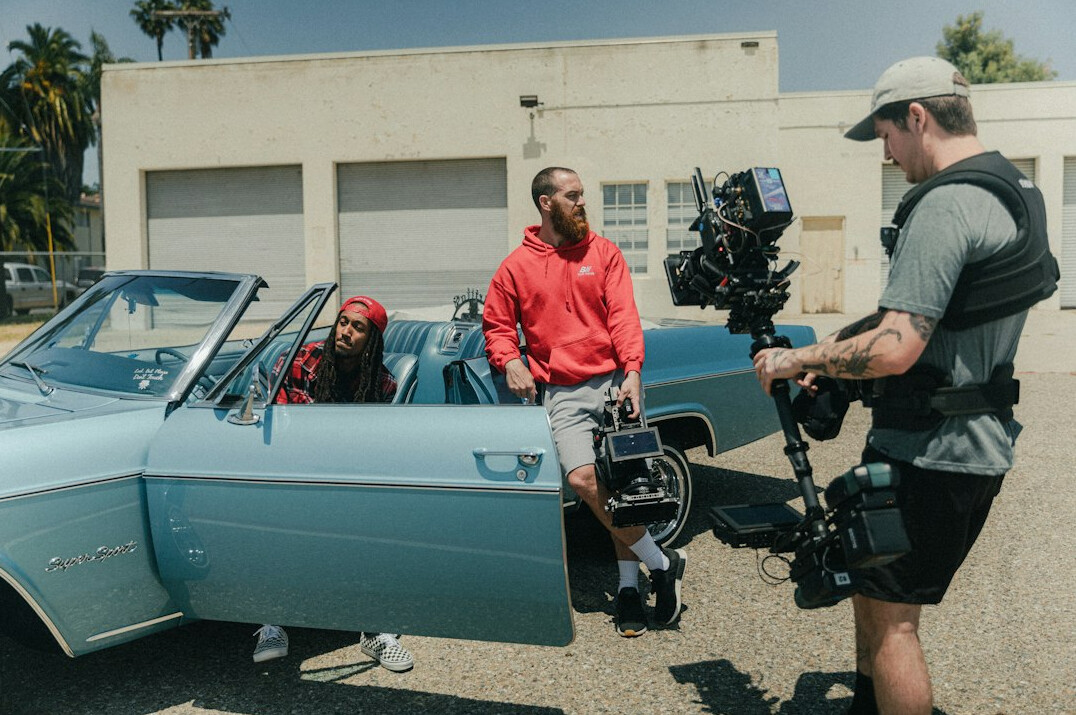 vr headset on film set